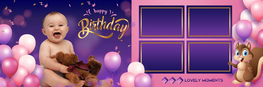 Free birthday album PSD template for baby celebration photographs, preview 11