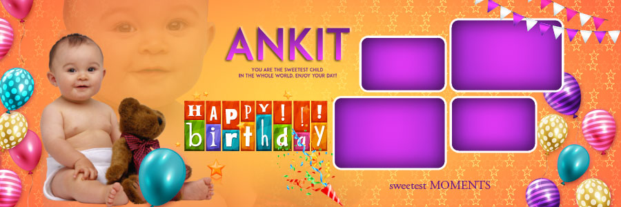 Free birthday album design PSD with baby photo arrangements, preview 16