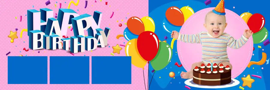 Free birthday album design PSD 12x36 layout preview 04