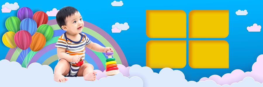 Birthday album design PSD layout for baby photographs, preview 06