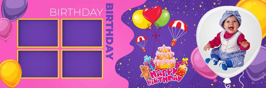 12x36 baby birthday photo album PSD template preview 07