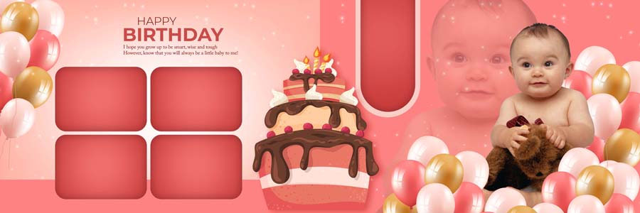 Free 12x36 birthday album design PSD template preview 08
