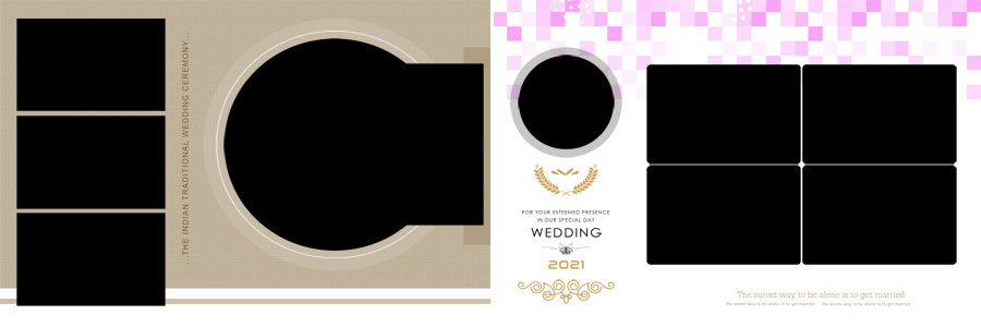Haldi album page design with warm wedding colour themes