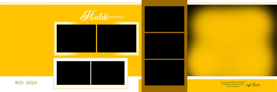 Haldi wedding photo album layout with editable design elements