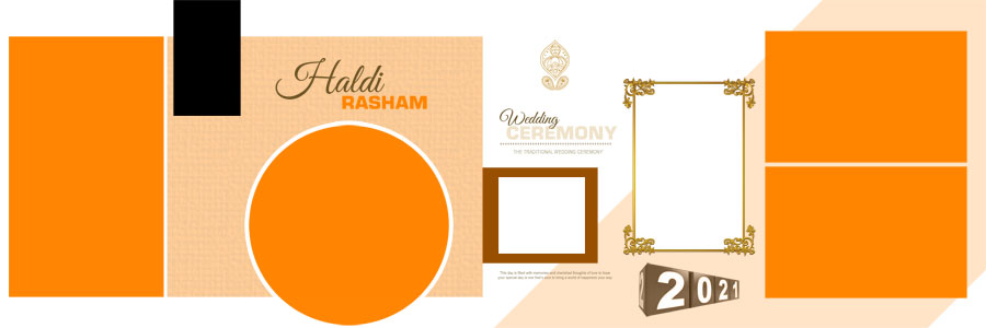 Yellow and golden theme Haldi album design PSD