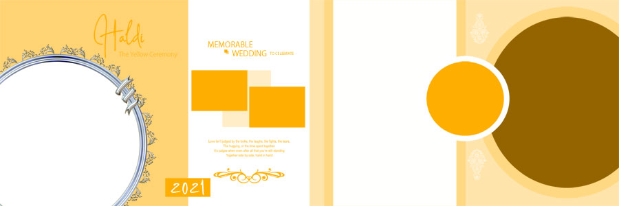 Creative 12x36 album layout for Haldi ceremony photographs