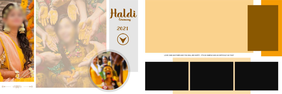 Editable Haldi photo album template for wedding photographers