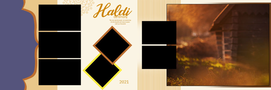 Haldi album PSD layout with decorative photo frames