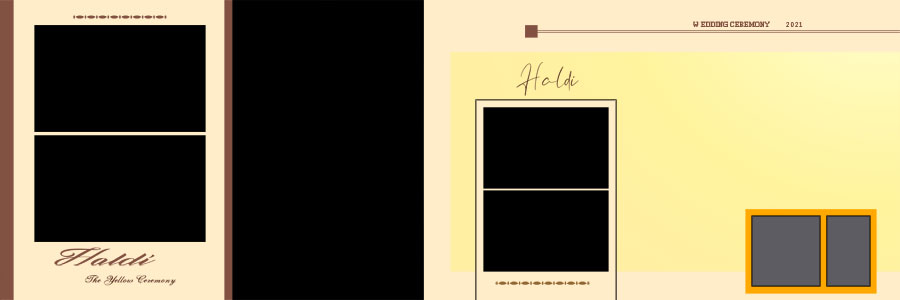 Indian Haldi celebration photo album design in 12x36 format