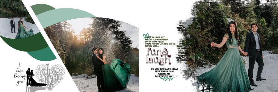 20 free pre-wedding photoshoot album PSD designs 12x36