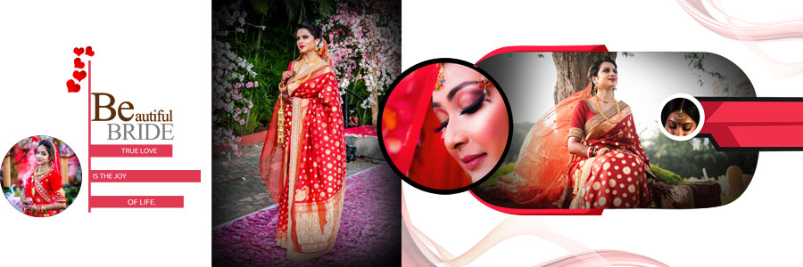 Pre-wedding album PSD template for bride and groom photos