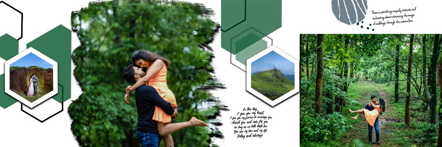 12x36 pre-wedding album layout for scenic couple photos