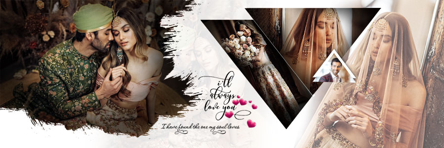 Pre-wedding photo album PSD layout for outdoor photography