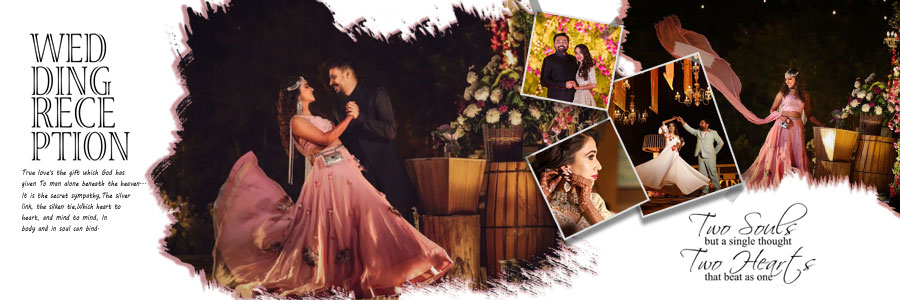 Creative wedding couple photo album PSD layout