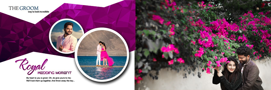 Free pre-wedding couple album design PSD collection 12x36