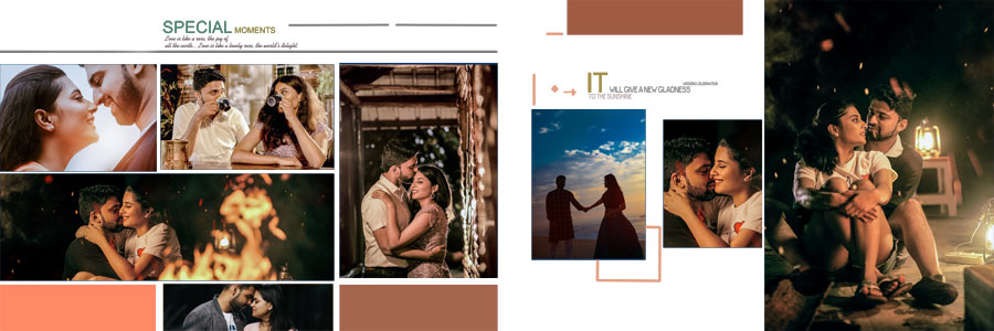 Pre-wedding couple photo collage template in 12x36 size