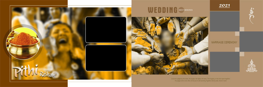 Indian Haldi function album design in 12x36 format