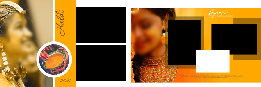 Haldi ceremony album PSD template for bridal portraits