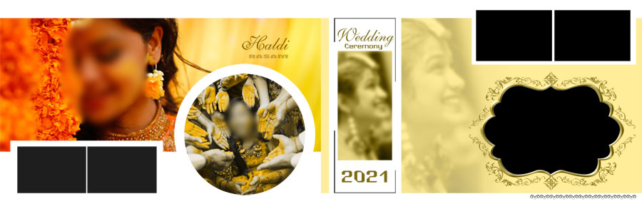 Yellow and golden theme Haldi wedding album design