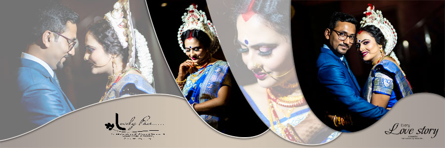 Pre-wedding album design for bridal and groom portraits
