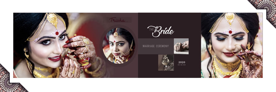 Wedding couple PSD album design with creative photo frames