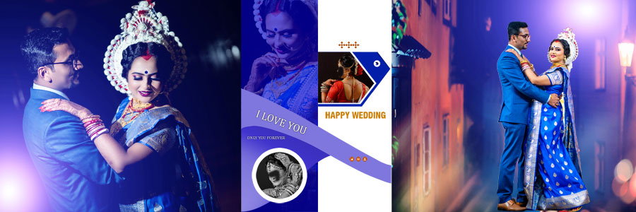 Pre-wedding photo collage album PSD template