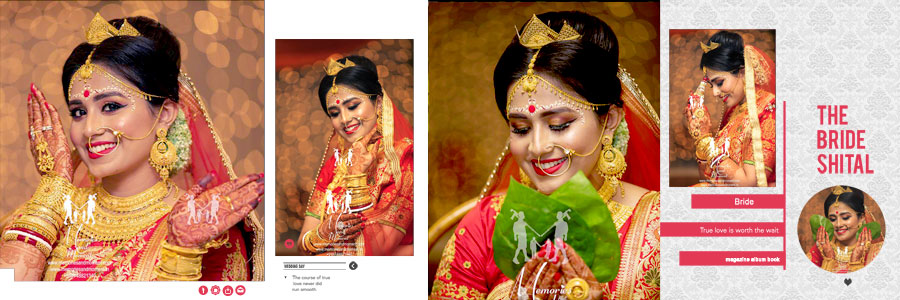 Pre-wedding couple photography album layout in Photoshop