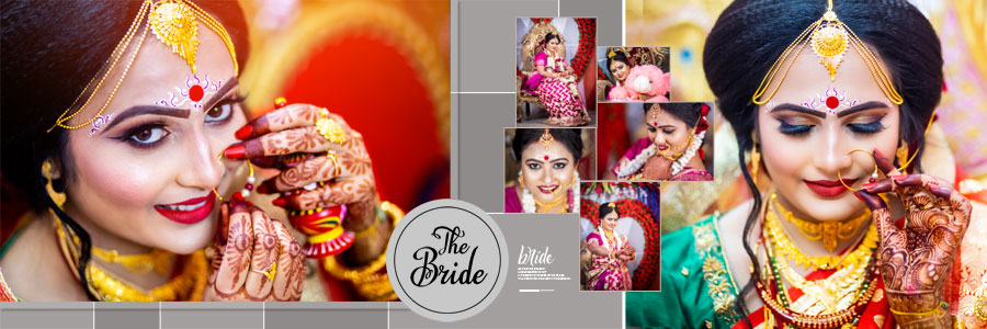 Creative pre-wedding album design for couple portraits