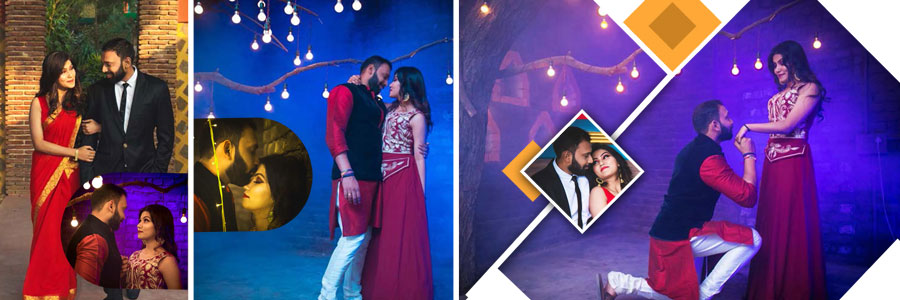 Creative 12x36 album design for wedding couple portraits