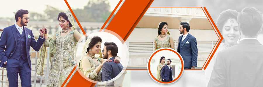 Pre-wedding album PSD design for outdoor couple photography