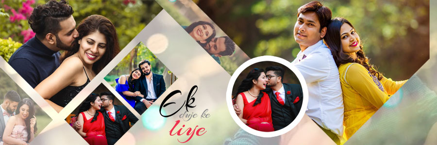 Bride and groom photo album design with stylish frames