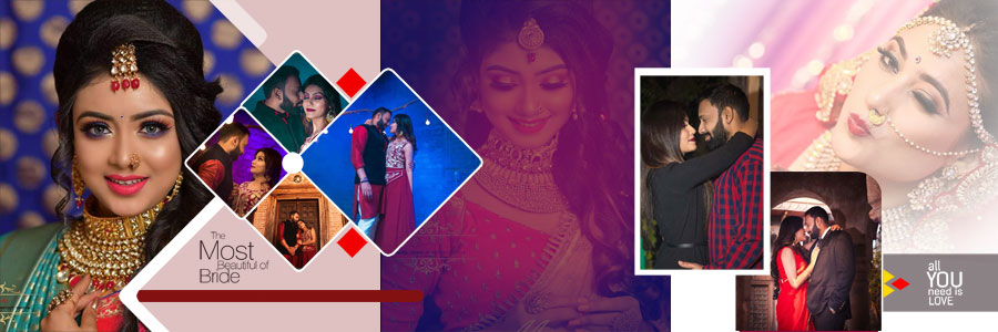 Couple portrait album design in editable Photoshop PSD format