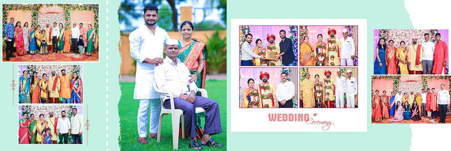 Indian wedding album page template in 12x36 PSD format, preview 02