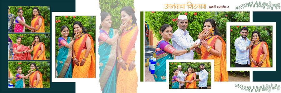 Traditional Indian marriage album PSD layout in 12x36 size, preview 30