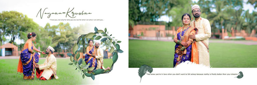Marathi wedding couple DM album design 01, 12x36 PSD preview