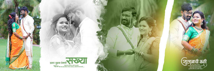 Marathi wedding couple DM album design 03, 12x36 PSD preview