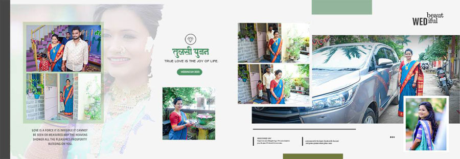 Marathi wedding couple DM album design 06, 12x36 PSD preview