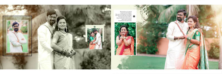 Marathi wedding couple DM album design 08, 12x36 PSD preview