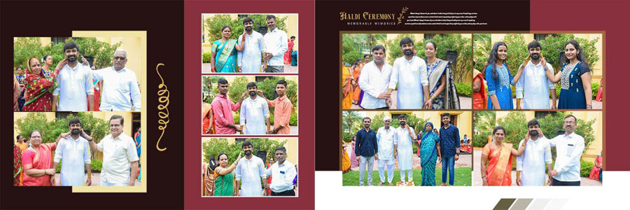 Traditional Marathi wedding album spread design 10, 12x36 PSD preview