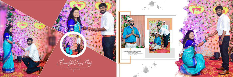 Traditional Marathi wedding album spread design 14, 12x36 PSD preview