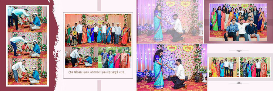 Traditional Marathi wedding album spread design 18, 12x36 PSD preview