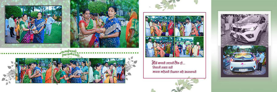 Traditional Marathi wedding album spread design 19, 12x36 PSD preview