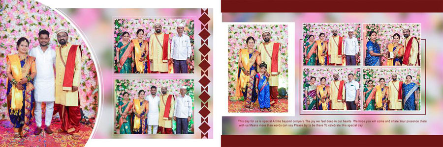 Traditional Marathi wedding album spread design 20, 12x36 PSD preview