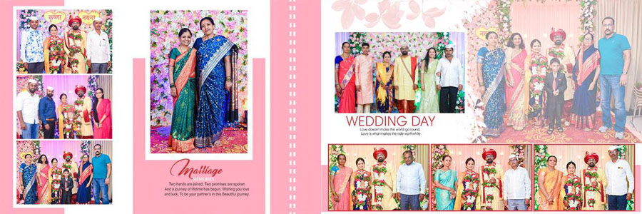 Traditional Marathi wedding album spread design 21, 12x36 PSD preview