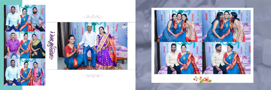 Traditional Marathi wedding album spread design 24, 12x36 PSD preview