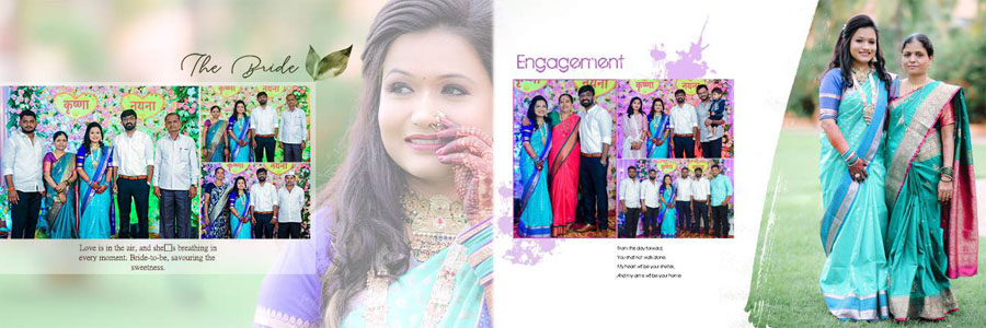 Traditional Marathi wedding album spread design 25, 12x36 PSD preview