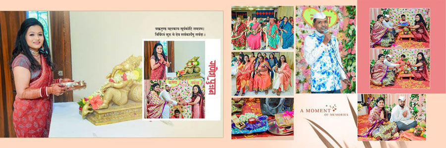 Traditional Marathi wedding album spread design 26, 12x36 PSD preview