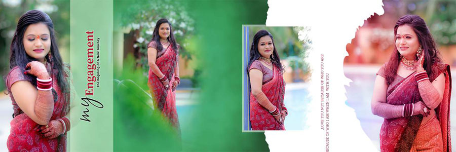 Traditional Marathi wedding album spread design 27, 12x36 PSD preview