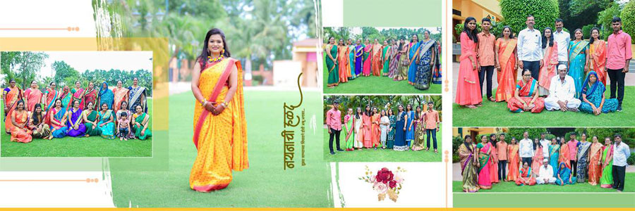 Traditional Marathi wedding album spread design 29, 12x36 PSD preview