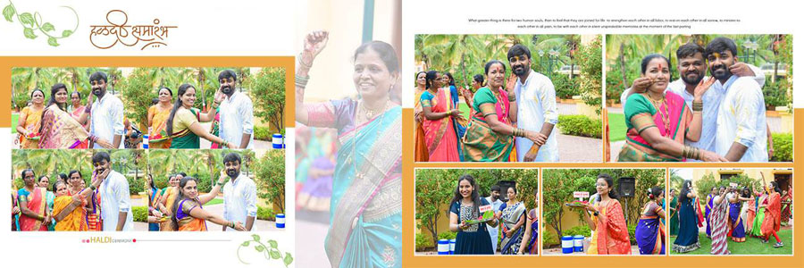 Traditional Marathi wedding album spread design 31, 12x36 PSD preview